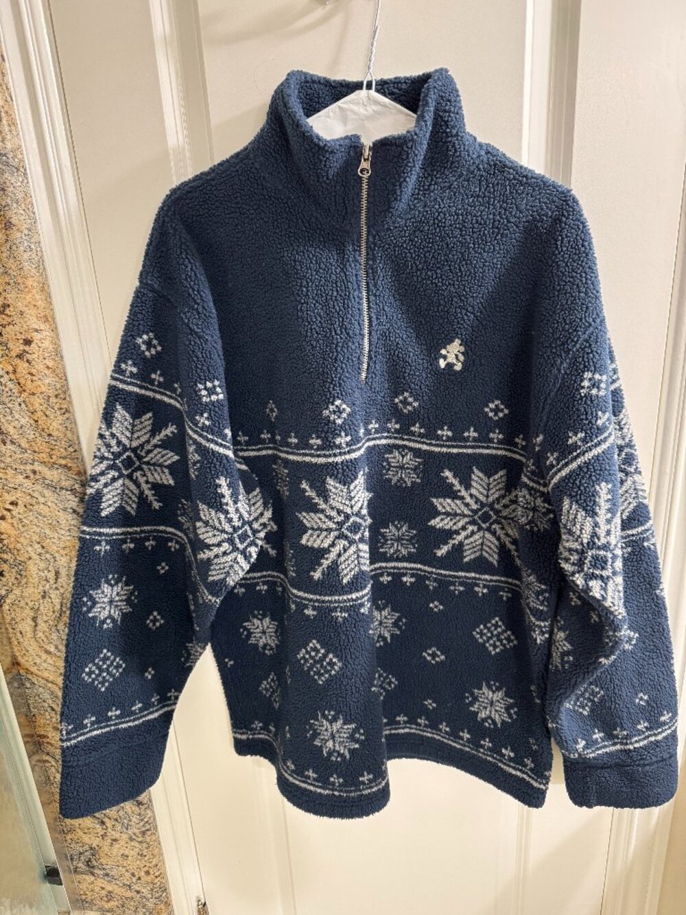 Disney Navy Blue Fleece Zip Pullover, Unisex, M